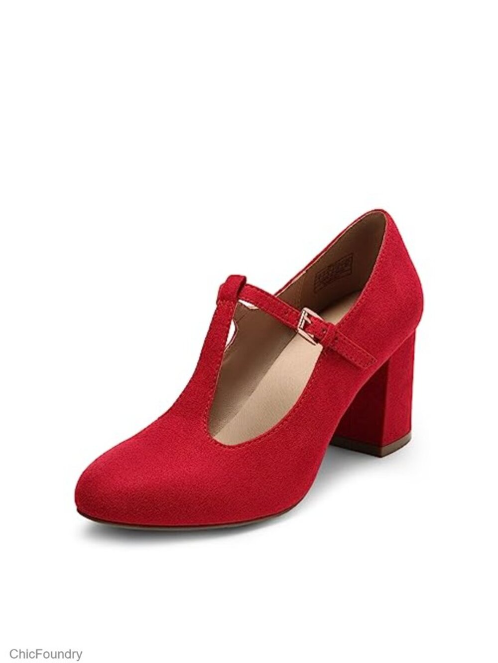 Faux Suede Mary Jane Chunky Heels Dress Shoes